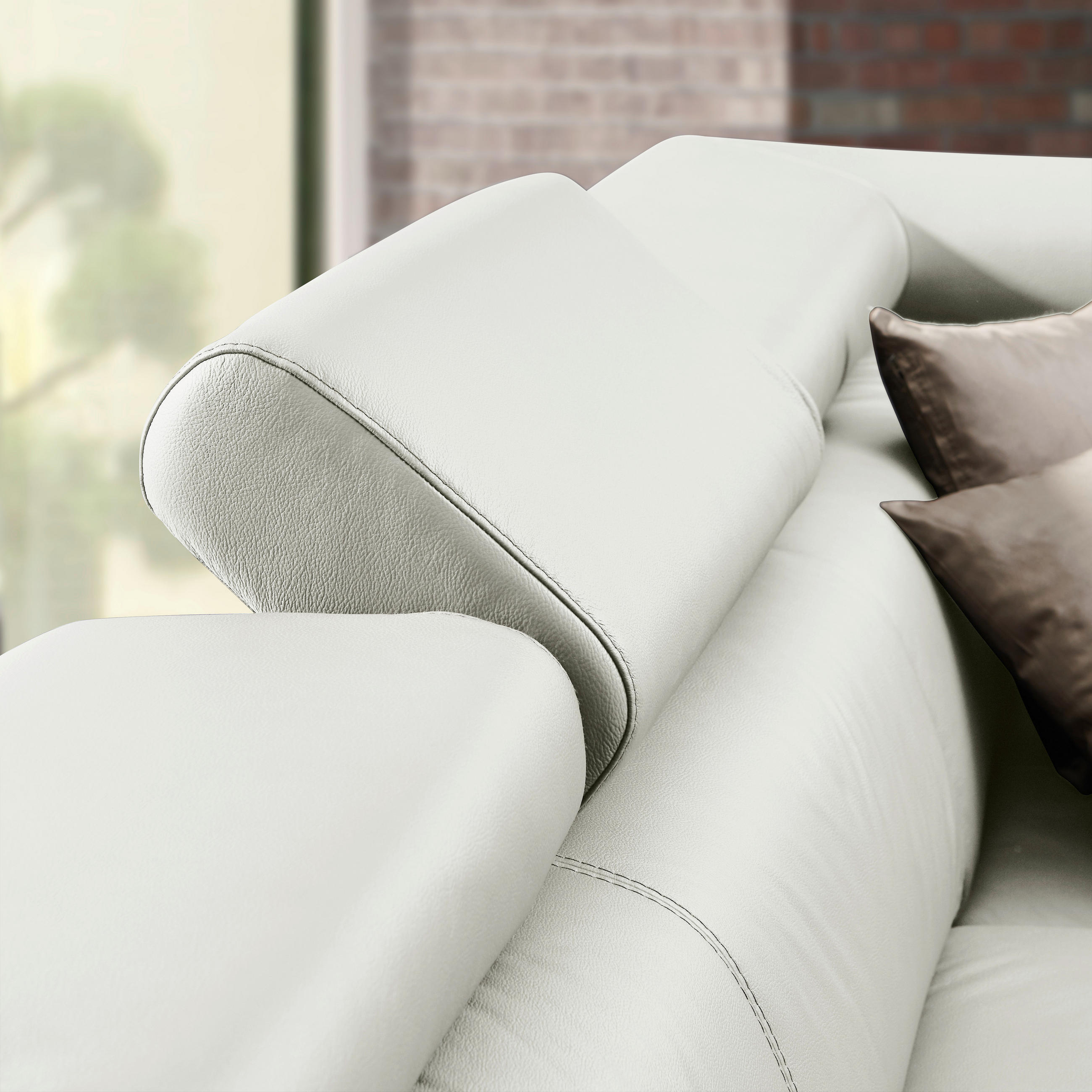 Thumbnail - Stylife Ecksofa, Grau, Textil, Leder, Kombination Echtleder/Lederlook, Rindleder, 4-Sitzer, Ottomane links, L-Form, 265x...