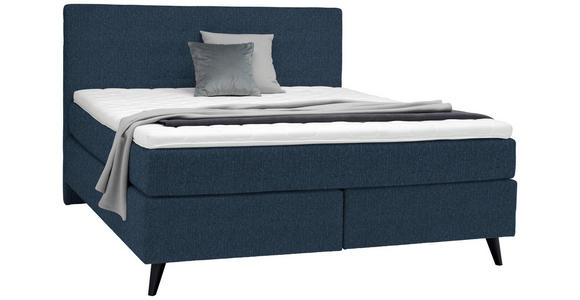 BOXSPRINGBETT 180/200 cm  in Blau  - Blau/Schwarz, KONVENTIONELL, Holz/Textil (180/200cm) - Voleo