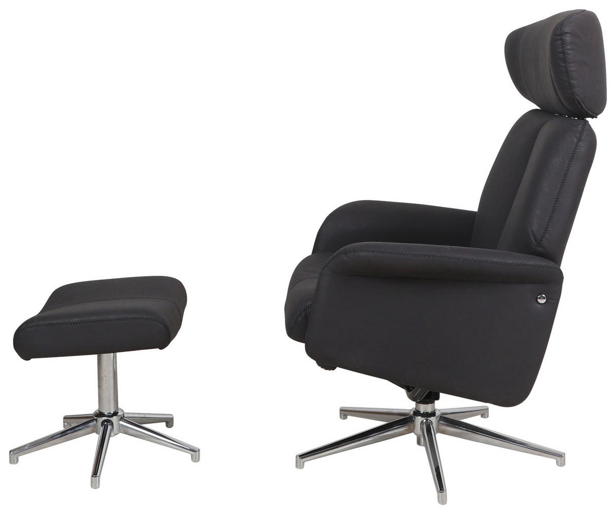 RELAXSESSELSET Mikrofaser    - Chromfarben/Schwarz, Design, Textil/Metall (76/97-109/76-107cm) - Carryhome