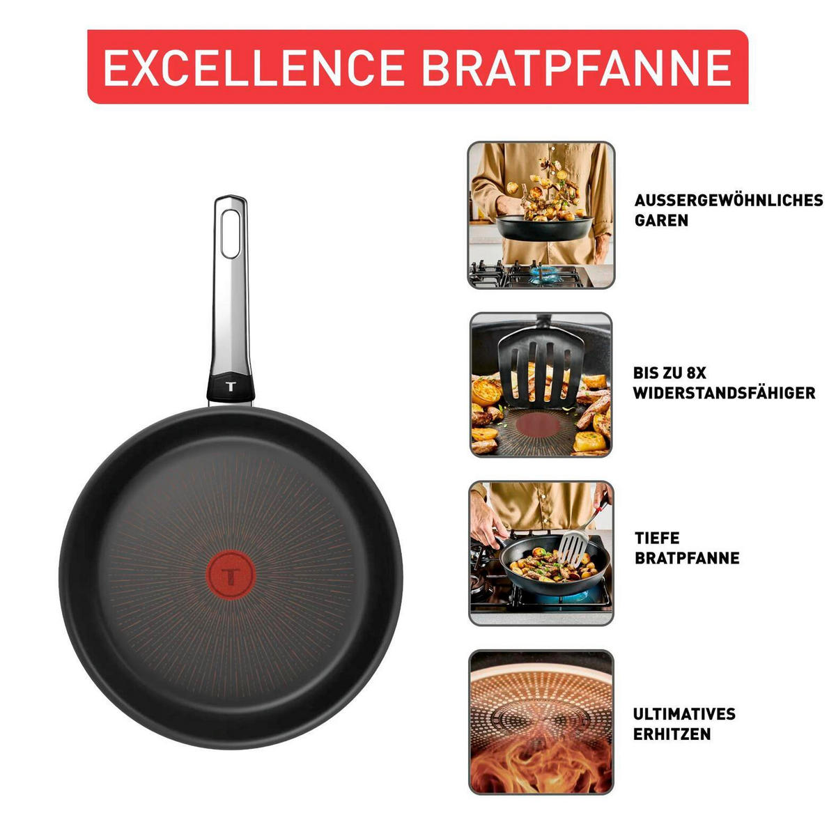 PFANNE Excellence G7 32 cm  - Schwarz, Basics, Metall (32cm) - Tefal