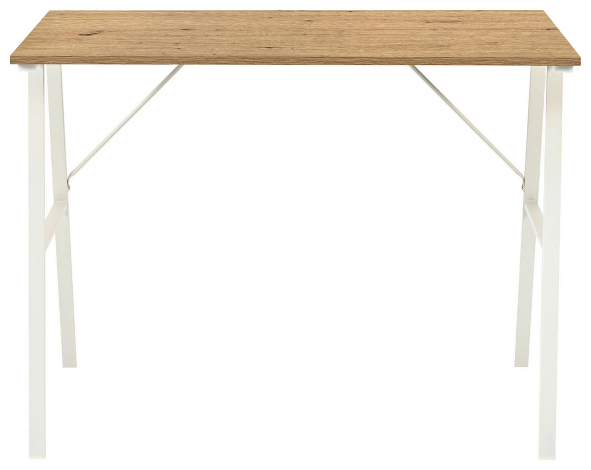 PÍSACÍ STÔL, biela, dub artisan, 100/60/75 cm - biela/dub artisan, Design, kov/kompozitné drevo (100/60/75cm) - Carryhome