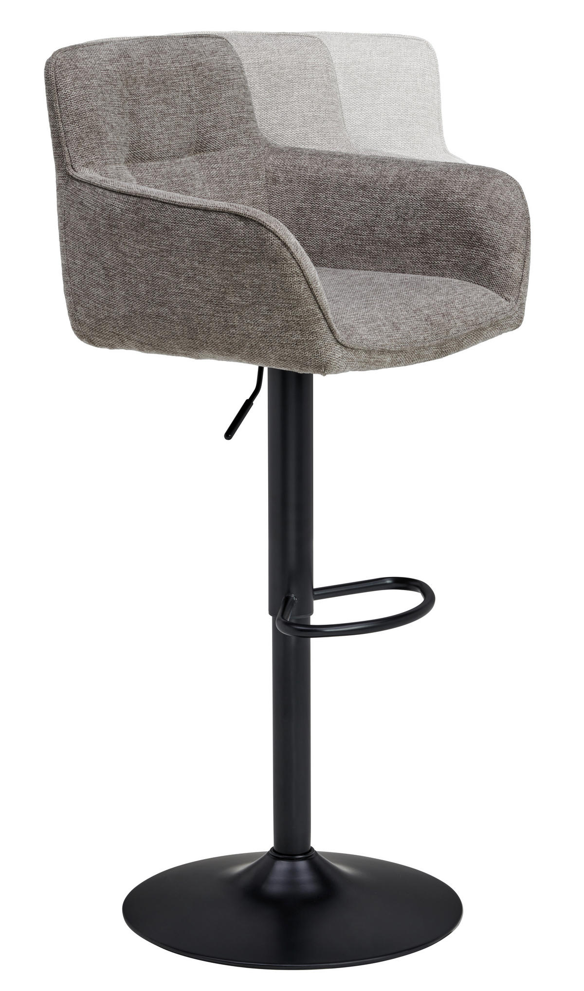 BARHOCKER Metall, Textil Schwarz, Hellbraun  - Hellbraun/Schwarz, Modern, Textil/Metall (55/91.5-113/52cm) - Livetastic