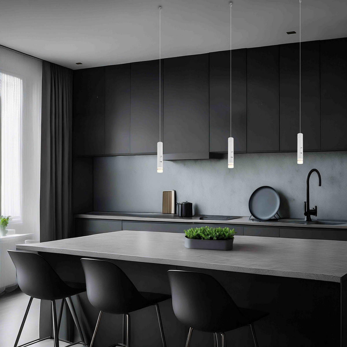 LED-HÄNGELEUCHTE PELO 38/120 cm   - Klar/Weiß, Design, Kunststoff/Metall (38/120cm) - Globo