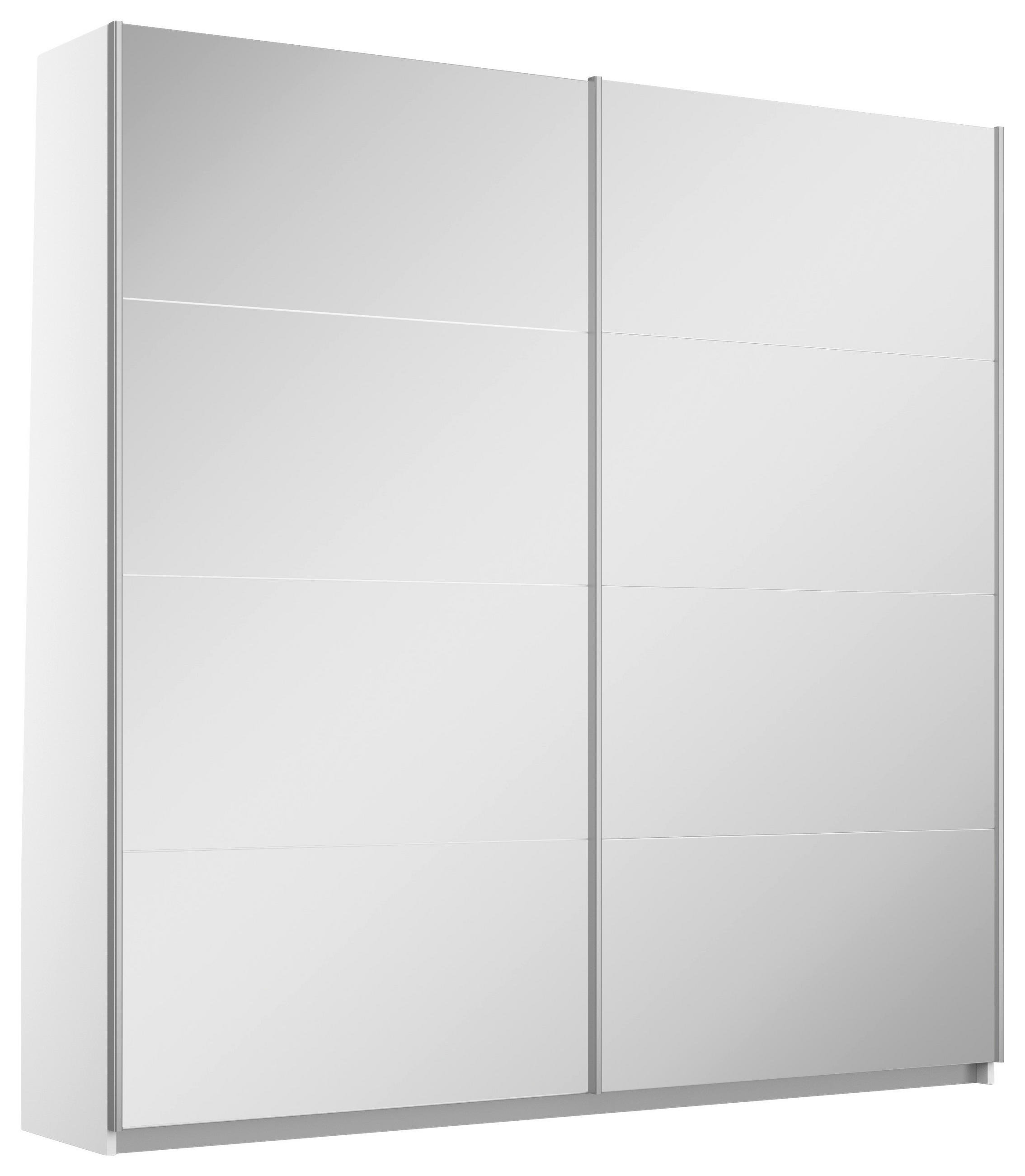 SCHWEBETÜRENSCHRANK in Silberfarben, Weiss - Weiss/Silberfarben, Modern, Holzwerkstoff/Metall (181/197/61cm) - Rauch Möbel
