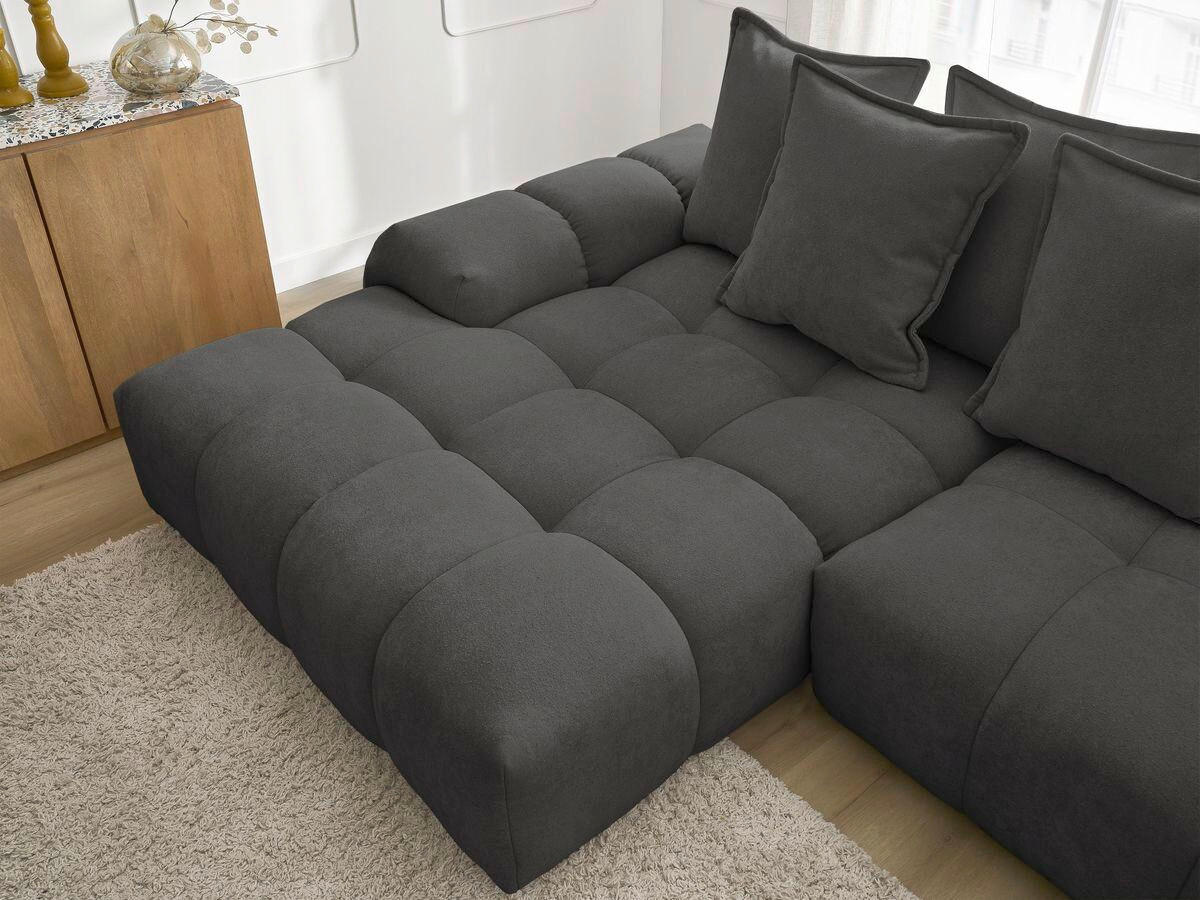 ECKSCHLAFSOFA EVEREST  mit Rücken echt, Armteil links, Armteil rechts Struktur Schwarz  - Schwarz, MODERN, Kunststoff/Textil (318/180cm) - Livetastic