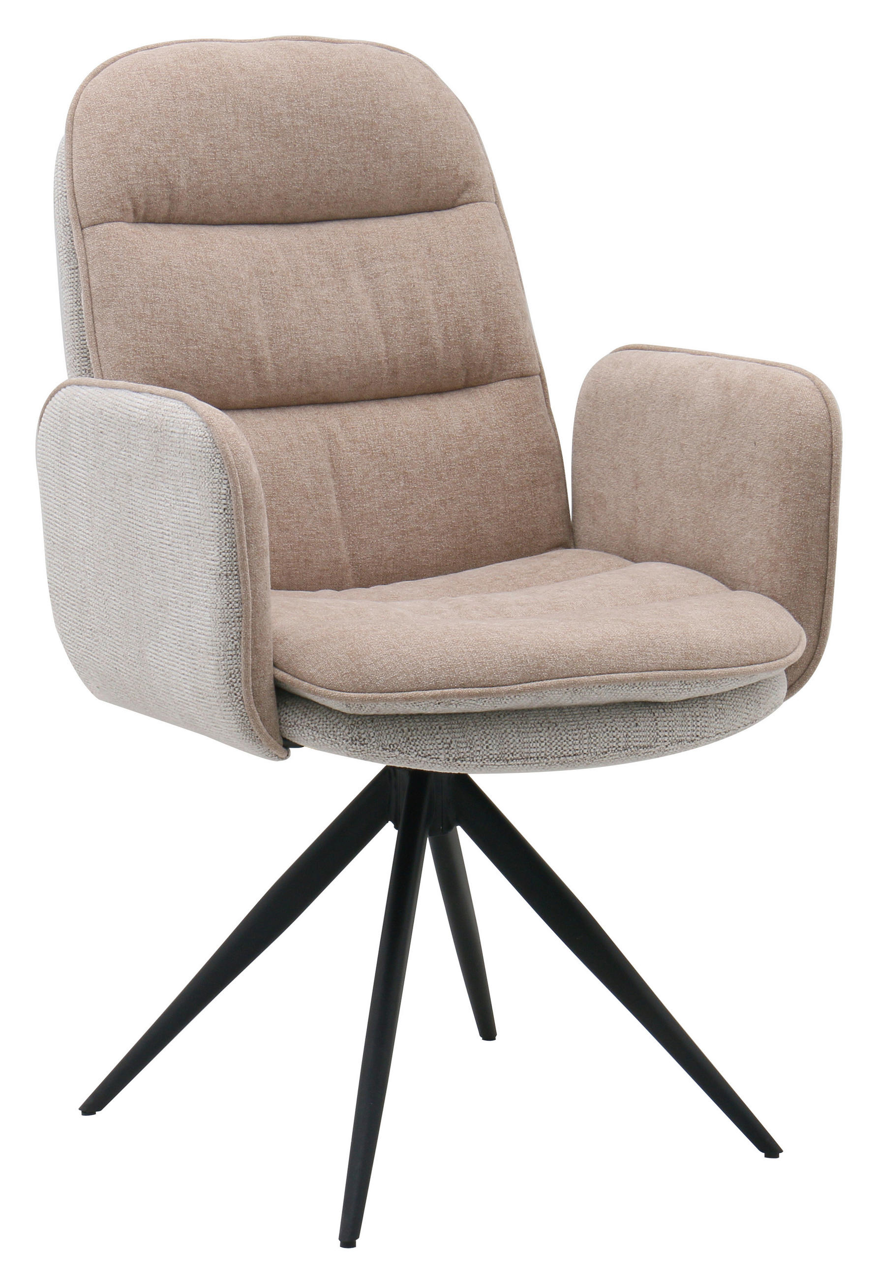 ARMLEHNSTUHL  Sitzfläche 360° drehbar Webstoff  Schwarz, Beige, Beigebraun  - Beige/Beigebraun, MODERN, Textil/Metall (62.5/99/71cm) - Livetastic
