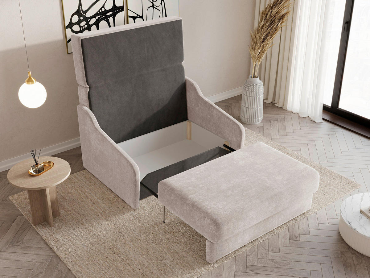 SCHLAFSOFA Beige  - Beige/Creme, Design, Kunststoff/Textil (136/86/113cm) - MID.YOU
