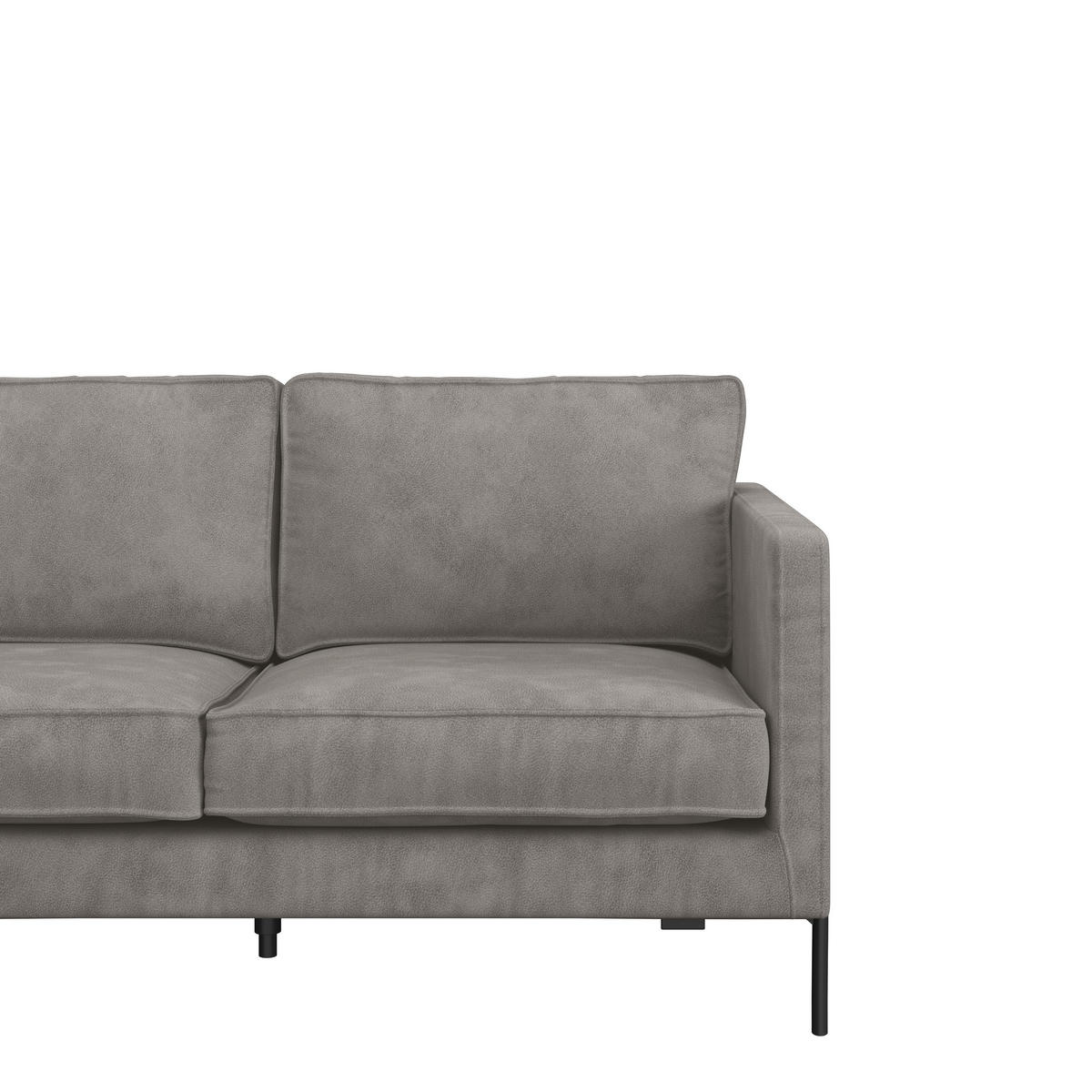 ECKSOFA in Flachgewebe Hellgrau  - Hellgrau/Schwarz, Trend, Textil/Metall (154/232cm) - Livetastic