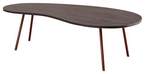 COUCHTISCH Akazie massiv 122/63/34,5 cm Freiform Dunkelgrau  - Dunkelgrau/Kupferfarben, Design, Holz/Metall (122/63/34,5cm) - MID.YOU