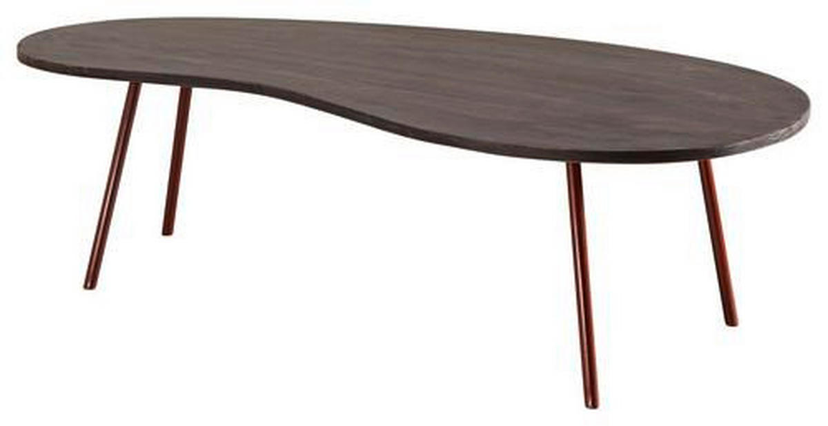 COUCHTISCH Akazie massiv 122/63/34,5 cm Freiform Dunkelgrau  - Dunkelgrau/Kupferfarben, Design, Holz/Metall (122/63/34,5cm) - MID.YOU