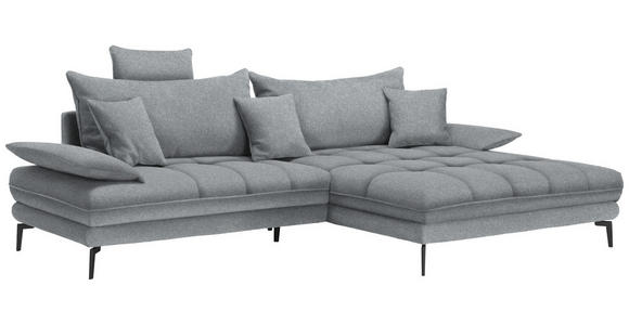 ECKSOFA in Webstoff Grau 292/176 cm - Schwarz/Grau, MODERN, Textil/Metall (292/176cm) - Carryhome