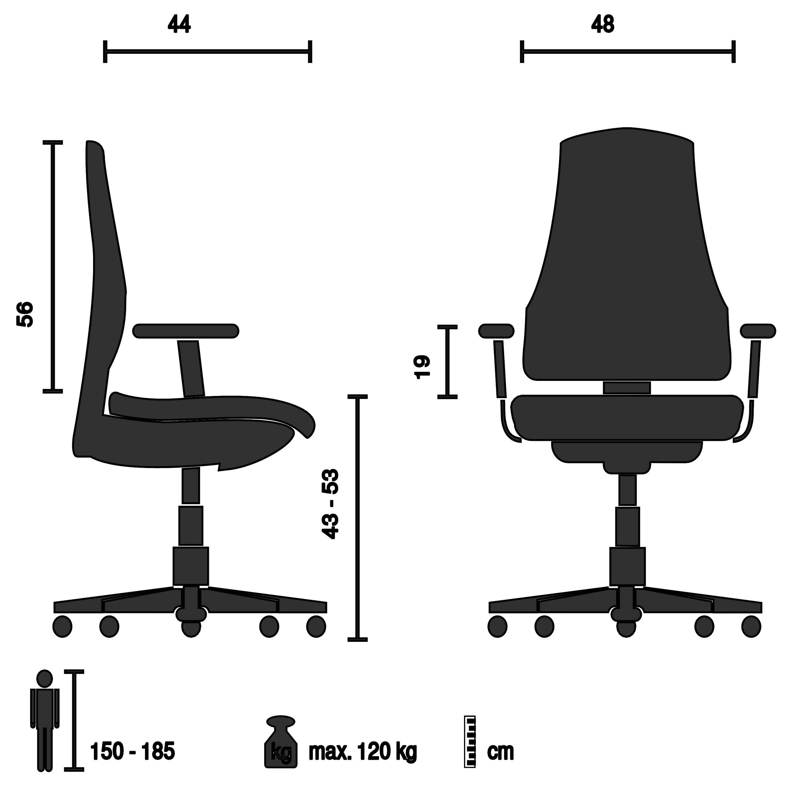 DREHSTUHL  in Grau  - Grauweiß/Weiß, MODERN, Kunststoff/Textil (60/95-105/54cm) - MID.YOU