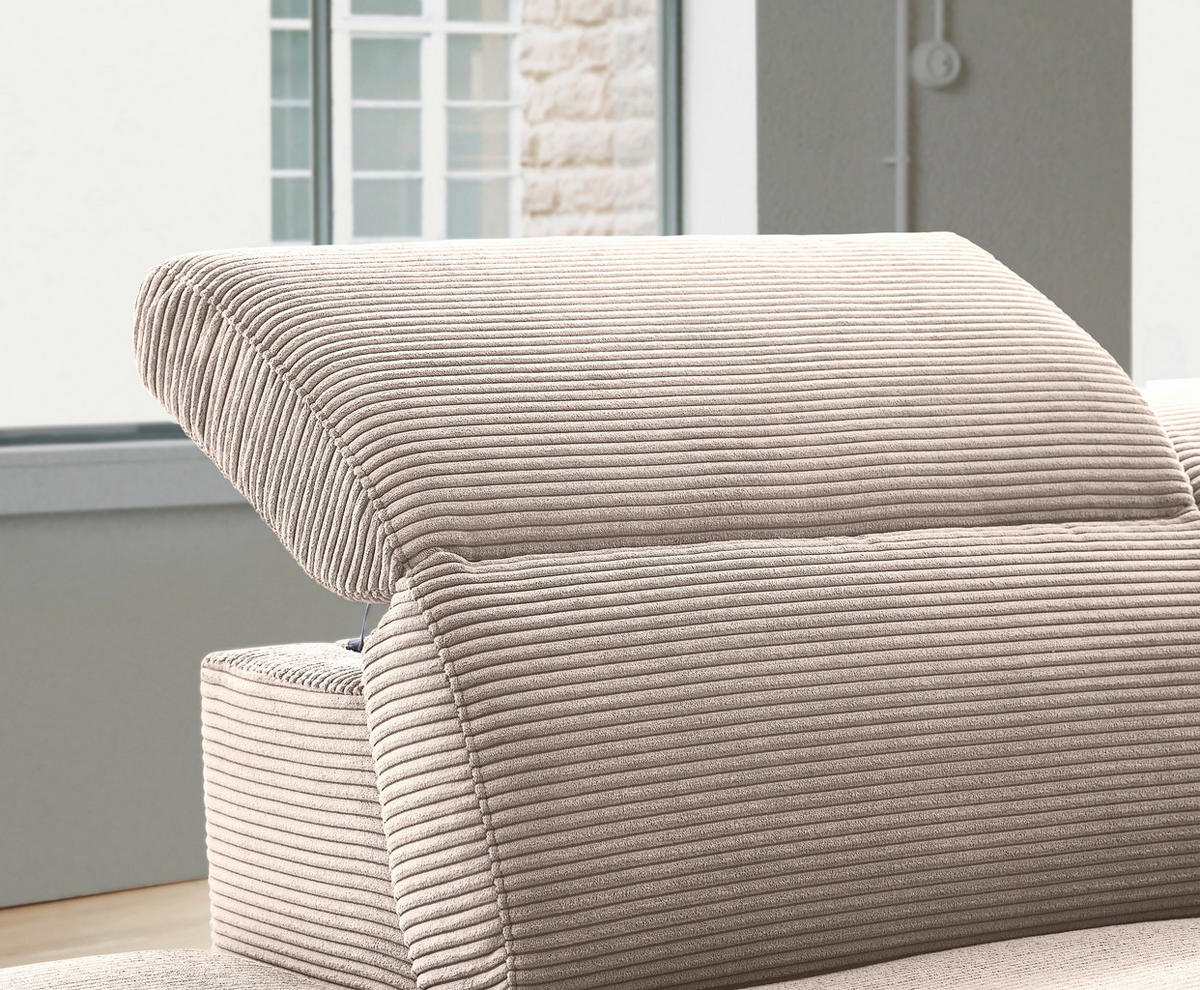 ECKSOFA in Cord Taupe  - Taupe/Schwarz, Design, Textil (223/290cm) - Pure Home Lifestyle