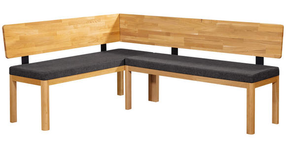 ECKBANK 155/195 cm Webstoff Schwarz, Eichefarben Eiche vollmassiv   - Eichefarben/Schwarz, KONVENTIONELL, Holz/Textil (155/195cm) - Linea Natura