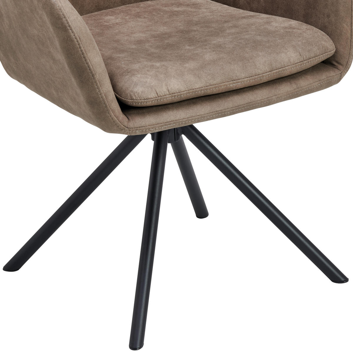 ARMLEHNSTUHL  Sitzfläche 360° drehbar, inklusive Armlehnen Webstoff  - Schwarz/Braun, Basics, Textil/Metall (60.5/88/62cm) - MID.YOU