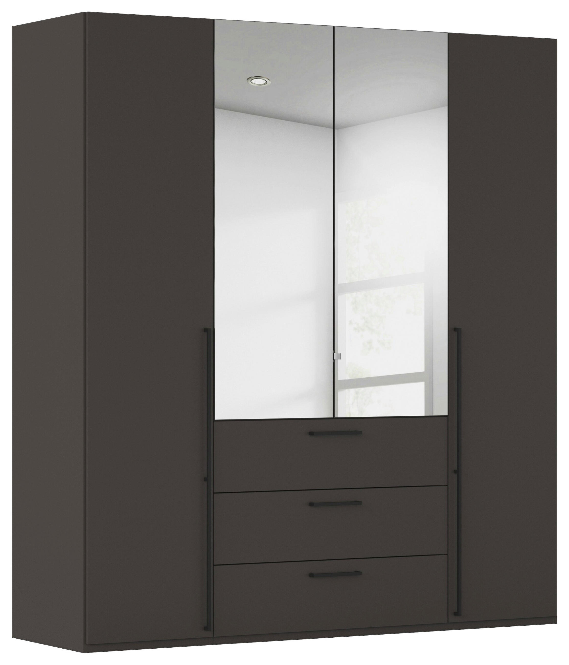 DREHTÜRENSCHRANK 201/223/61 cm,  in Graphitfarben, 4-türig  - Chromfarben/Schwarz, Basics, Glas/Holzwerkstoff (201/223/61cm) - Novel