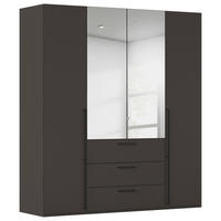 DREHTÜRENSCHRANK 201/223/61 cm,  in Graphitfarben, 4-türig  - Chromfarben/Schwarz, Basics, Glas/Holzwerkstoff (201/223/61cm) - Novel