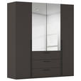 DREHTÜRENSCHRANK 201/223/61 cm,  in Graphitfarben, 4-türig  - Chromfarben/Schwarz, Basics, Glas/Holzwerkstoff (201/223/61cm) - Novel