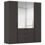 DREHTÜRENSCHRANK 201/223/61 cm,  in Graphitfarben, 4-türig  - Chromfarben/Schwarz, Basics, Glas/Holzwerkstoff (201/223/61cm) - Novel