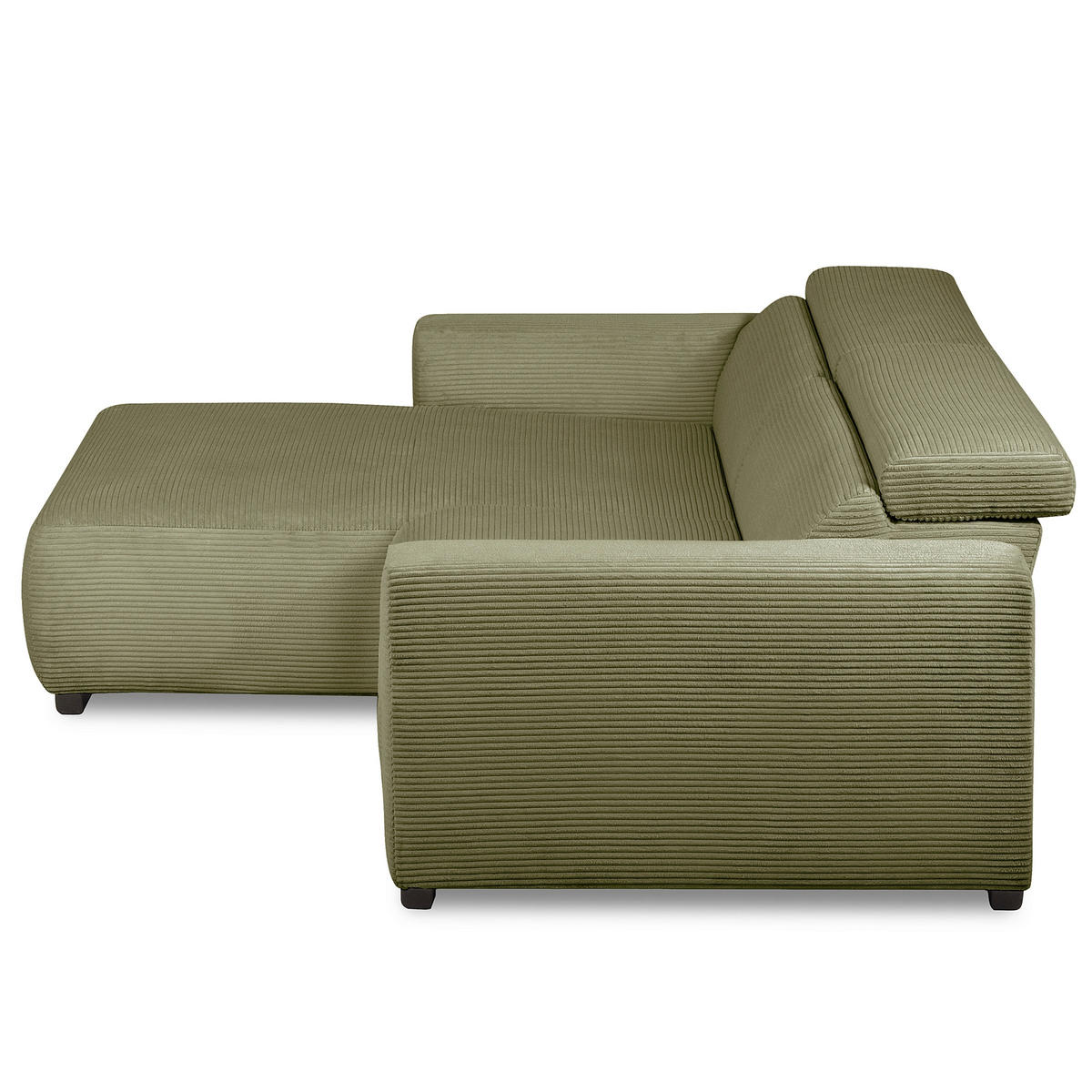 ECKSOFA RENO Grün Cord Relaxfunktion, Kopfteilverstellung  - Schwarz/Grün, Design, Kunststoff/Textil (184/248cm) - Livetastic