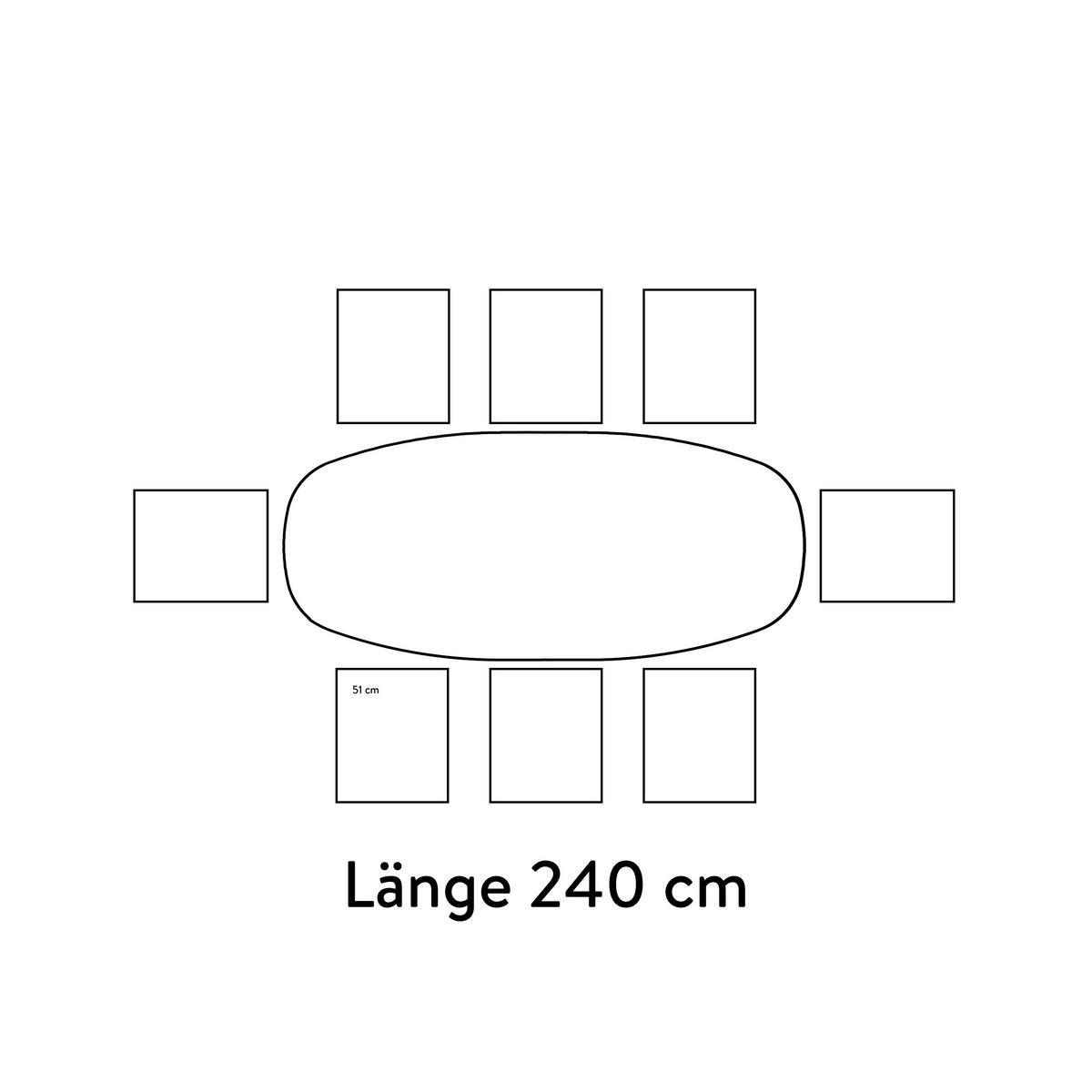 ESSTISCH Schwarz, Eichefarben bootsförmig  in verschiedenen Holzdekoren erhältlich  - Eichefarben/Schwarz, Basics, Holzwerkstoff/Metall (240/105/76cm) - Celina Home