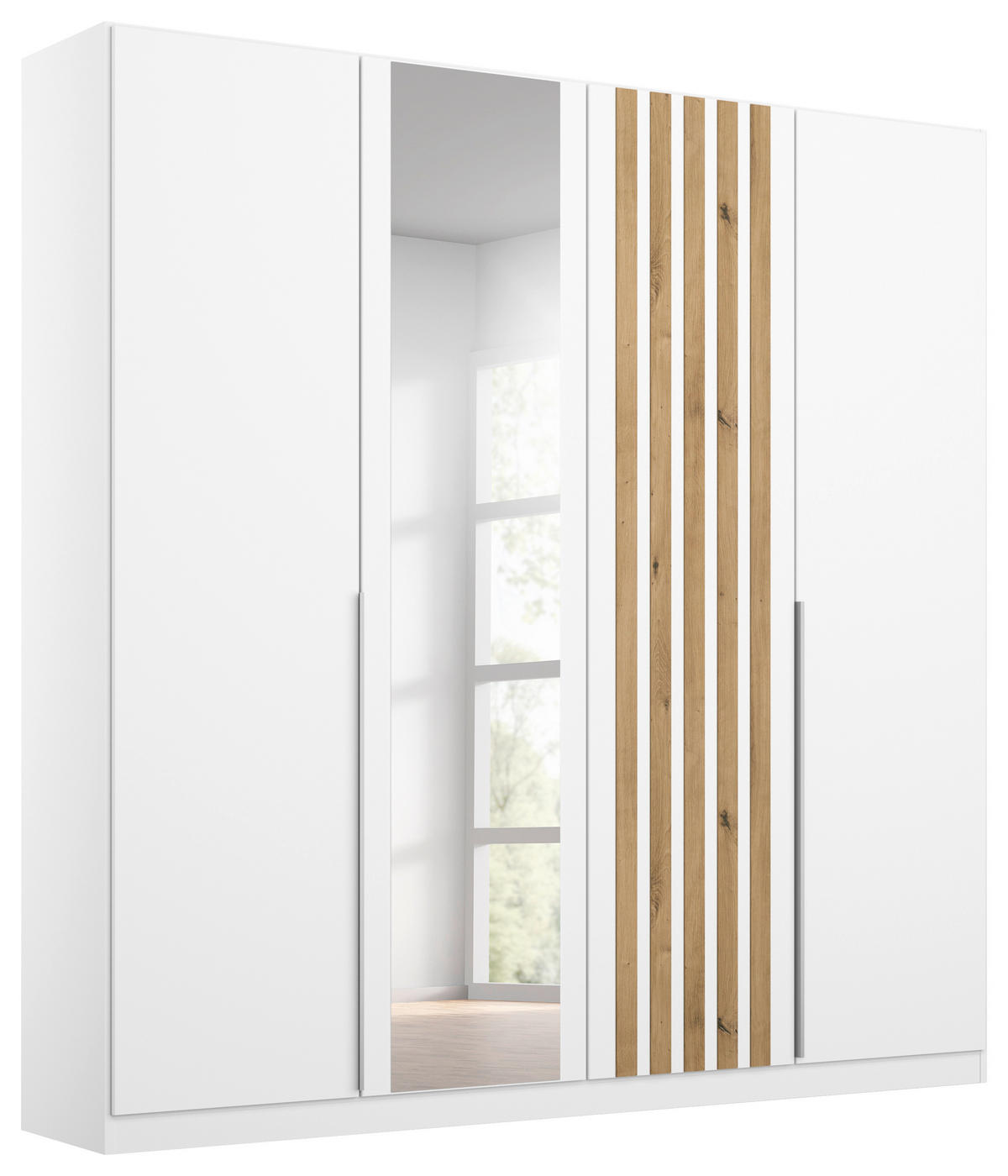 DREHTÜRENSCHRANK 181/210/54 cm 4-türig Weiß, Eiche Artisan  - Alufarben/Weiß, MODERN, Holzwerkstoff/Metall (181/210/54cm) - Rauch Möbel