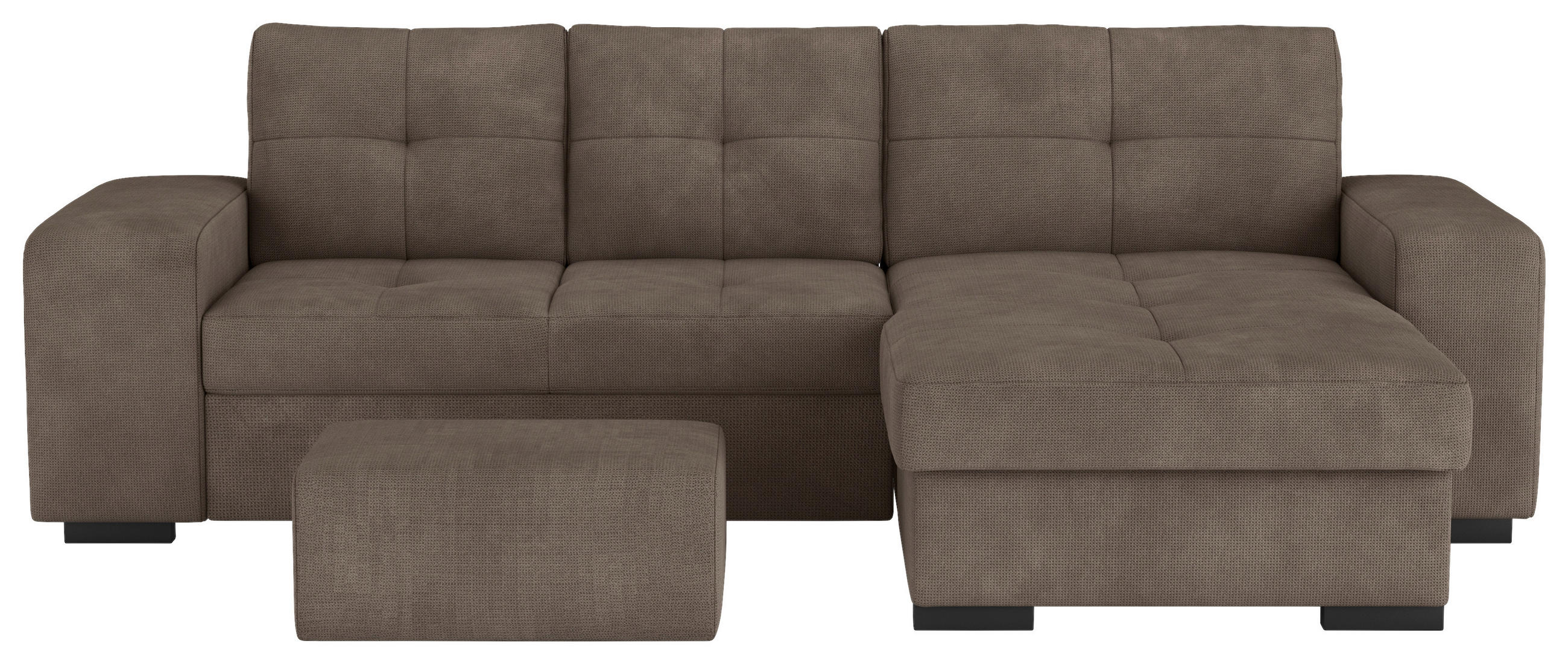 ECKSCHLAFSOFA in Mikrofaser Taupe  - Taupe/Schwarz, MODERN, Kunststoff/Textil (268/156cm) - MID.YOU