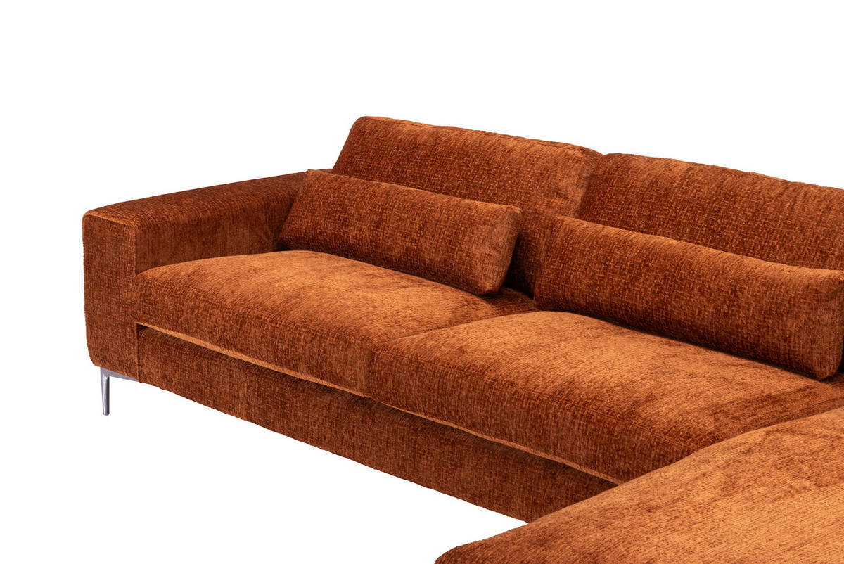 SOFFA i chenille kopparfärgad  - stålfärgad/kopparfärgad, Klassisk, metall/trä (360/80/190cm) - Welnova