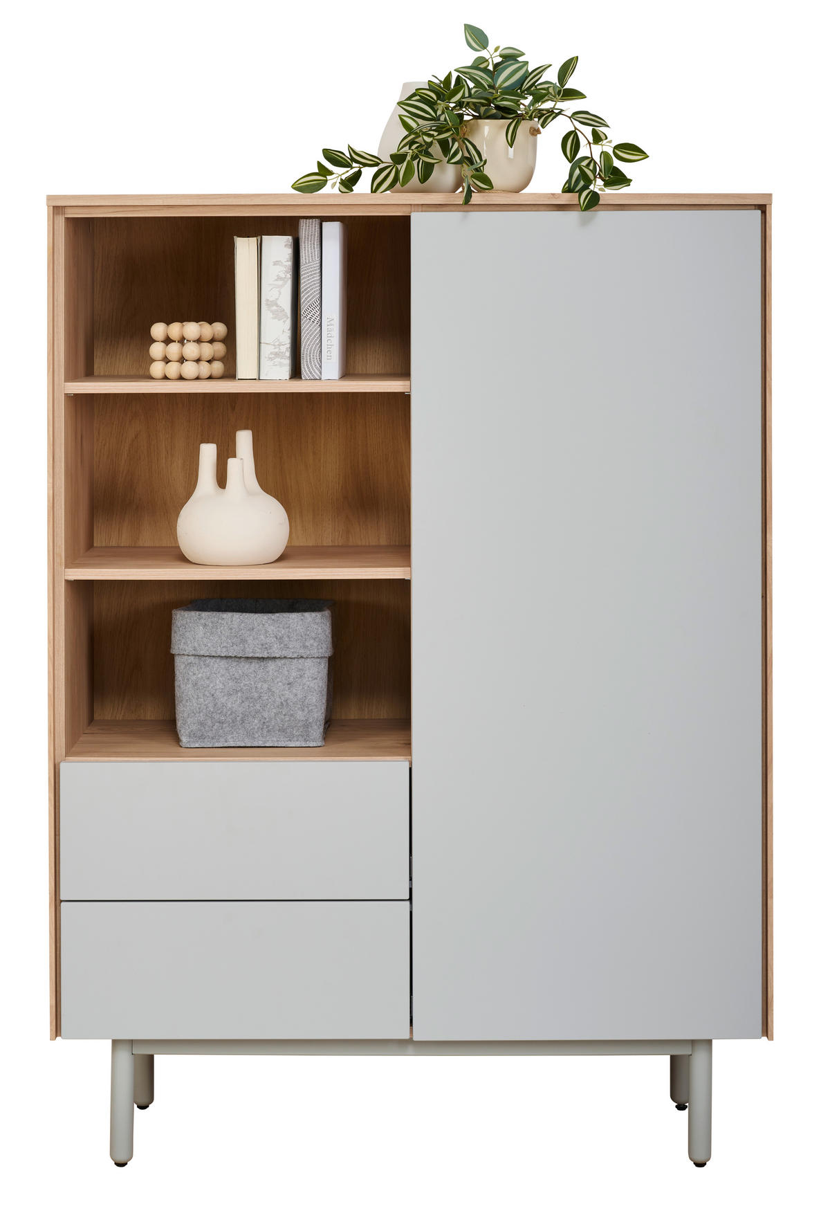 HIGHBOARD Grau, Eichefarben  105/147/40 cm  - Eichefarben/Grau, Design, Holzwerkstoff (105/147/40cm) - home24