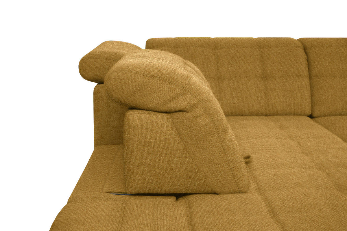 ECKSOFA in Webstoff Currygelb  - Currygelb/Schwarz, Design, Holz/Textil (297/216cm) - Xora
