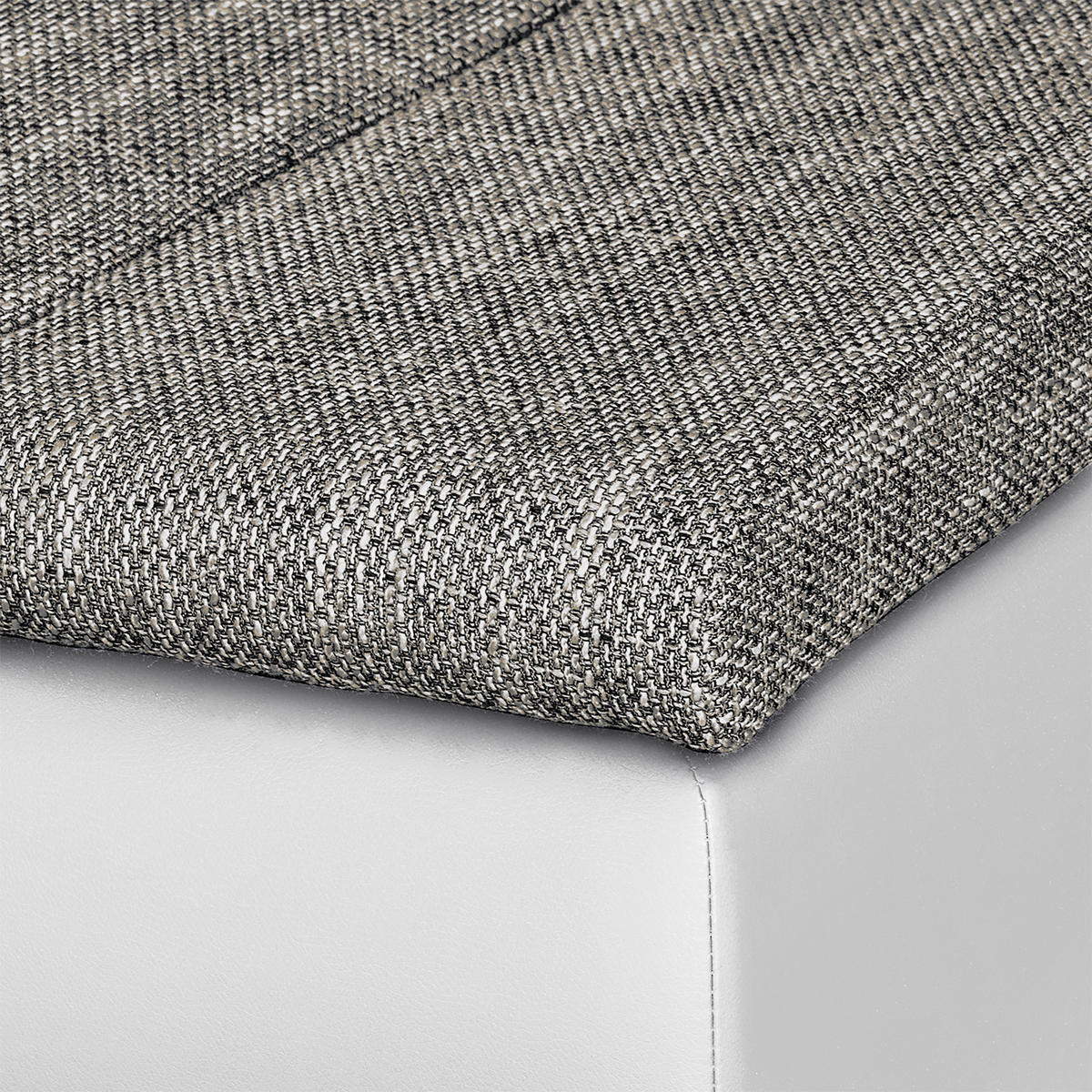 ECKSOFA Grau, Weiß Textilgeflecht  - Chromfarben/Schwarz, Design, Textil (266/175cm) - Livetastic