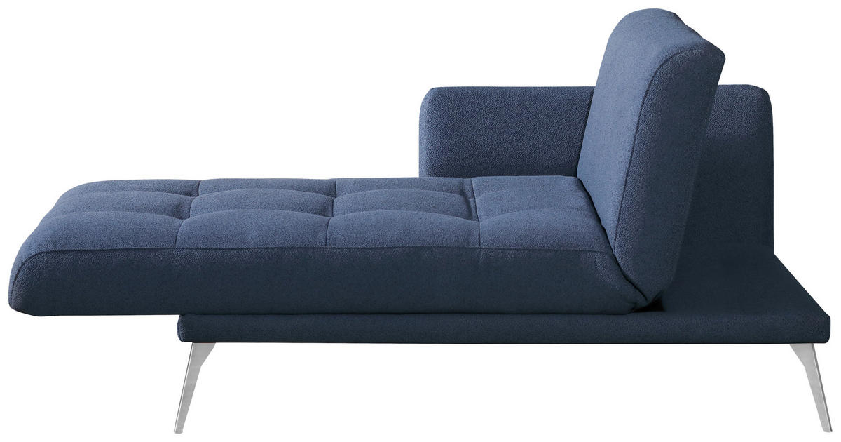 RÉCAMIERE Dunkelblau  - Chromfarben/Dunkelblau, Konventionell, Textil/Metall (200/85/106cm) - Novel