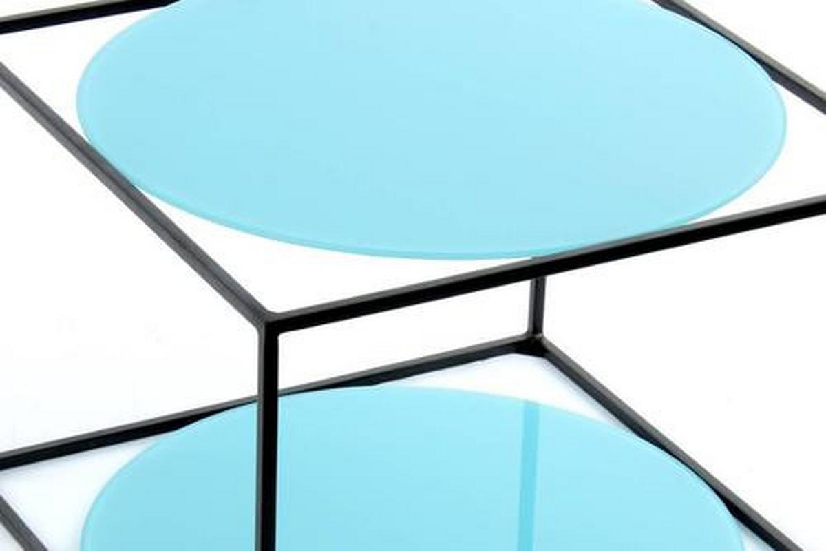BEISTELLTISCH in Metall, Glas 50/50/36 cm  - Blau/Schwarz, Basics, Glas/Metall (50/50/36cm) - Kayoom