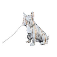 DECORAȚIUNE BULLDOG - argintiu/alb, Basics, plastic/textil (25/15/29cm)