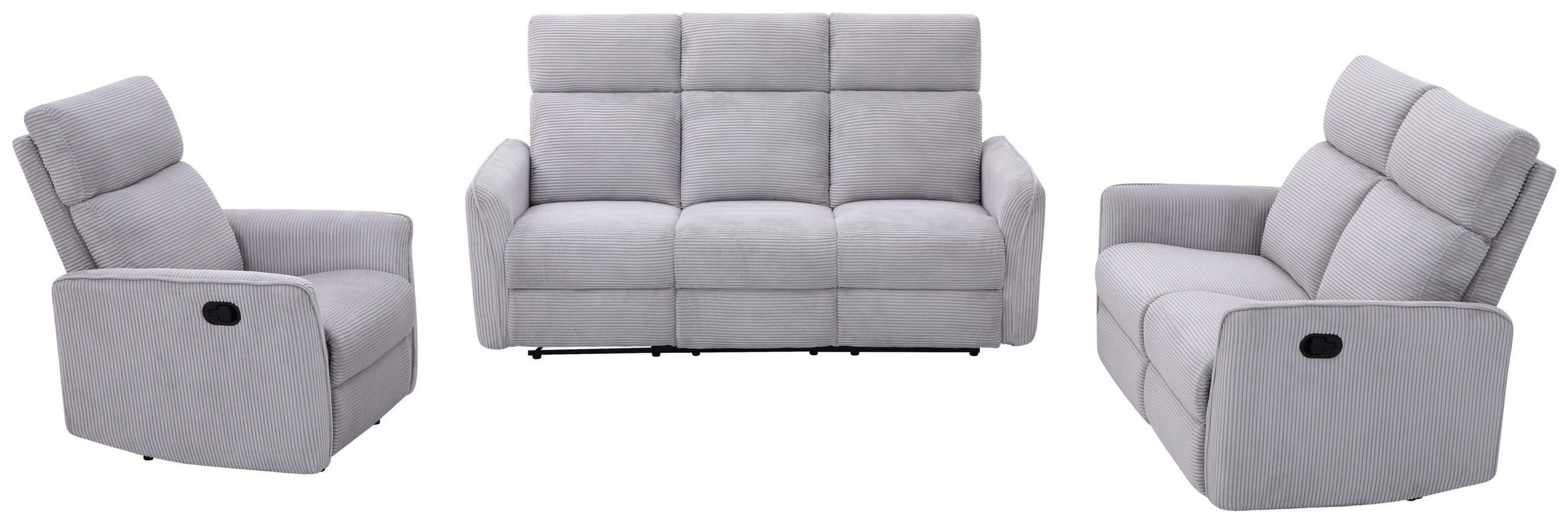Sitzgarnitur 3-teilig London Mit Relaxfunktion Hellgrau