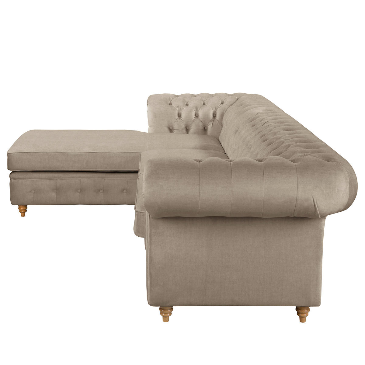 ECKSOFA Laura Taupe Mikrofaser  - Taupe/Creme, Design, Holz/Textil (182/284cm) - P & B