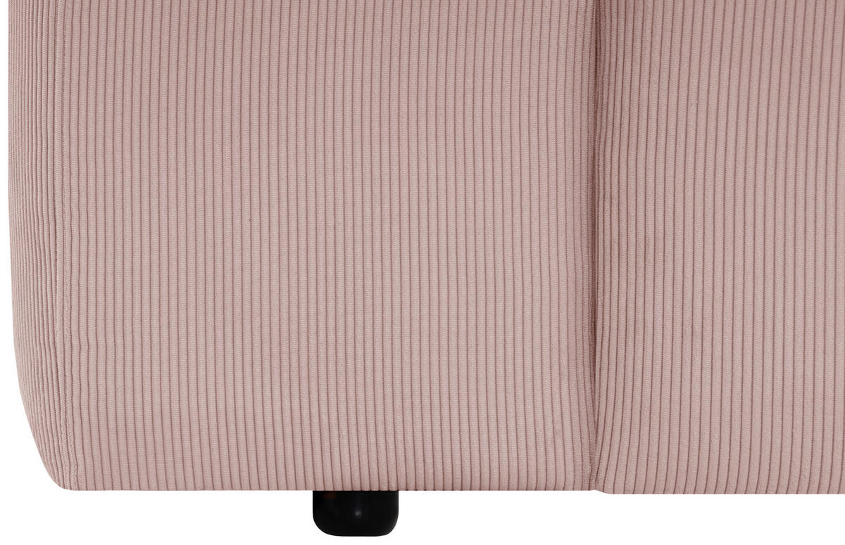 ECKSOFA in Cord Rosa  - Schwarz/Rosa, Design, Kunststoff/Textil (304/200cm) - MID.YOU