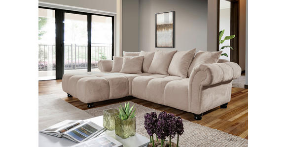 ECKSOFA Beige Plüsch Zierkissen, Rückenkissen, Rücken echt  - Dunkelbraun/Beige, KONVENTIONELL, Holz/Textil (190/288cm) - Carryhome