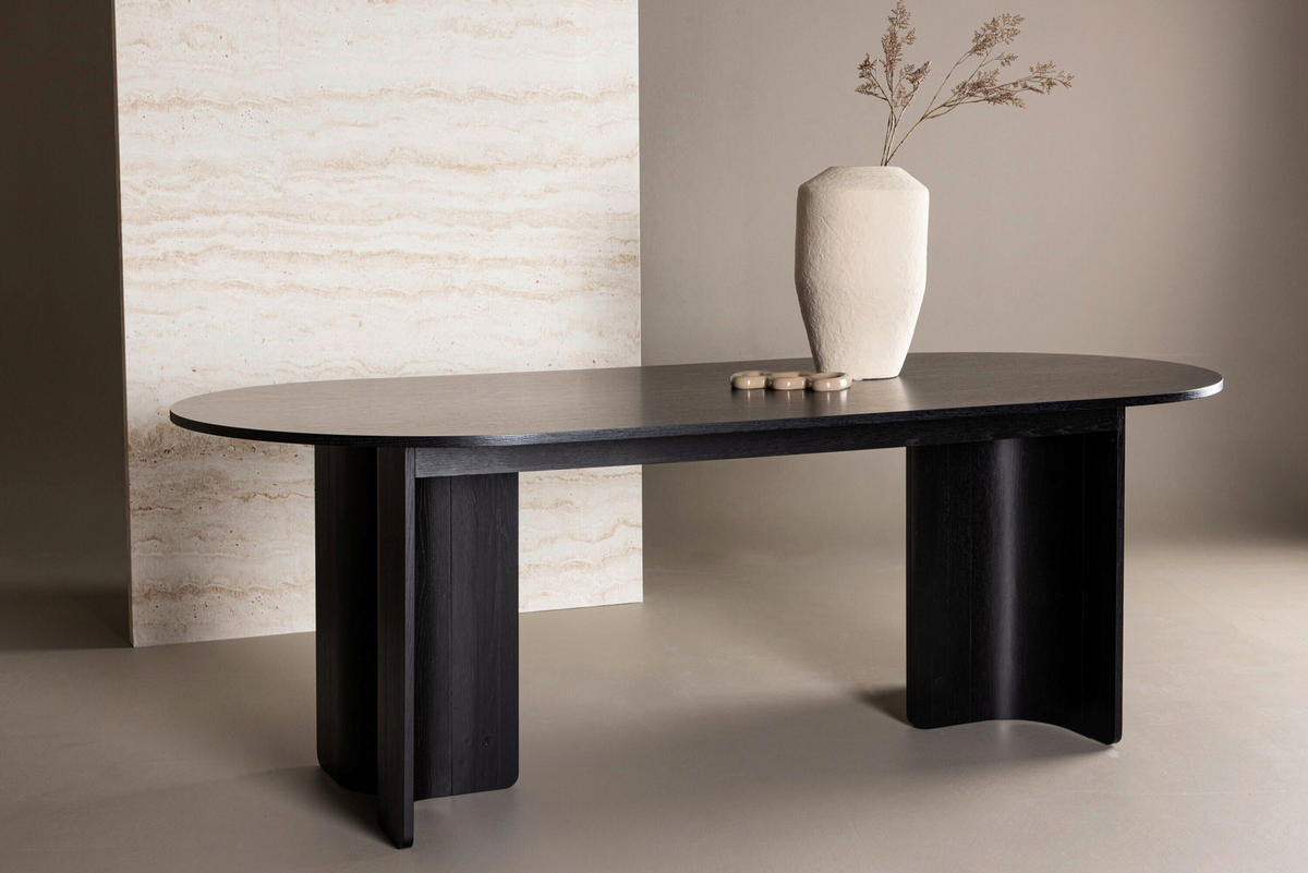 MATBORD 220/100/75 cm massivt trä  trä oval svart  - svart, Modern, trä (220/100/75cm) - Livetastic