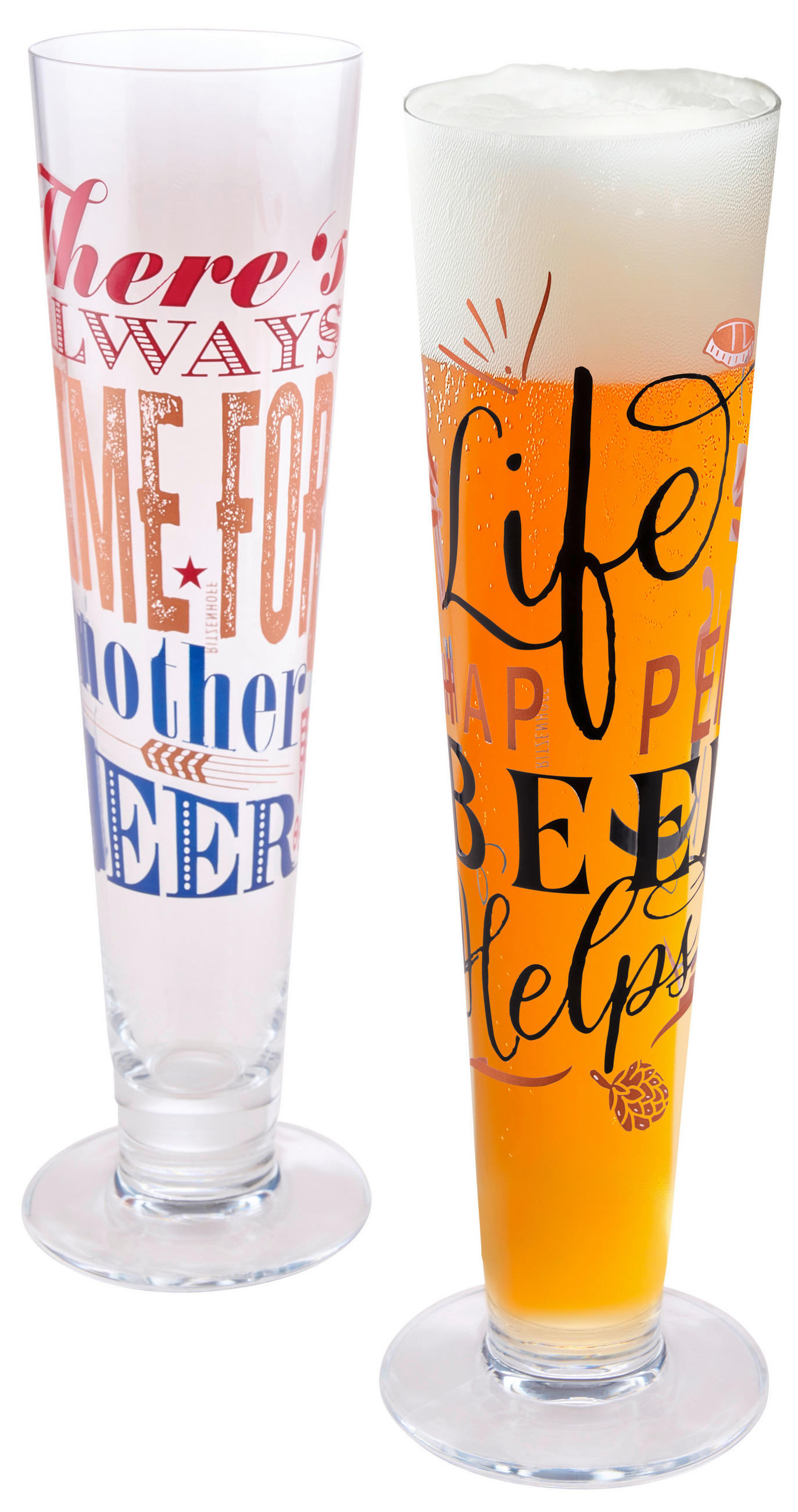 GLÄSERSET Heldenfest 2-teilig  - Transparent/Rot, LIFESTYLE, Glas (7,5/24,9cm) - Ritzenhoff