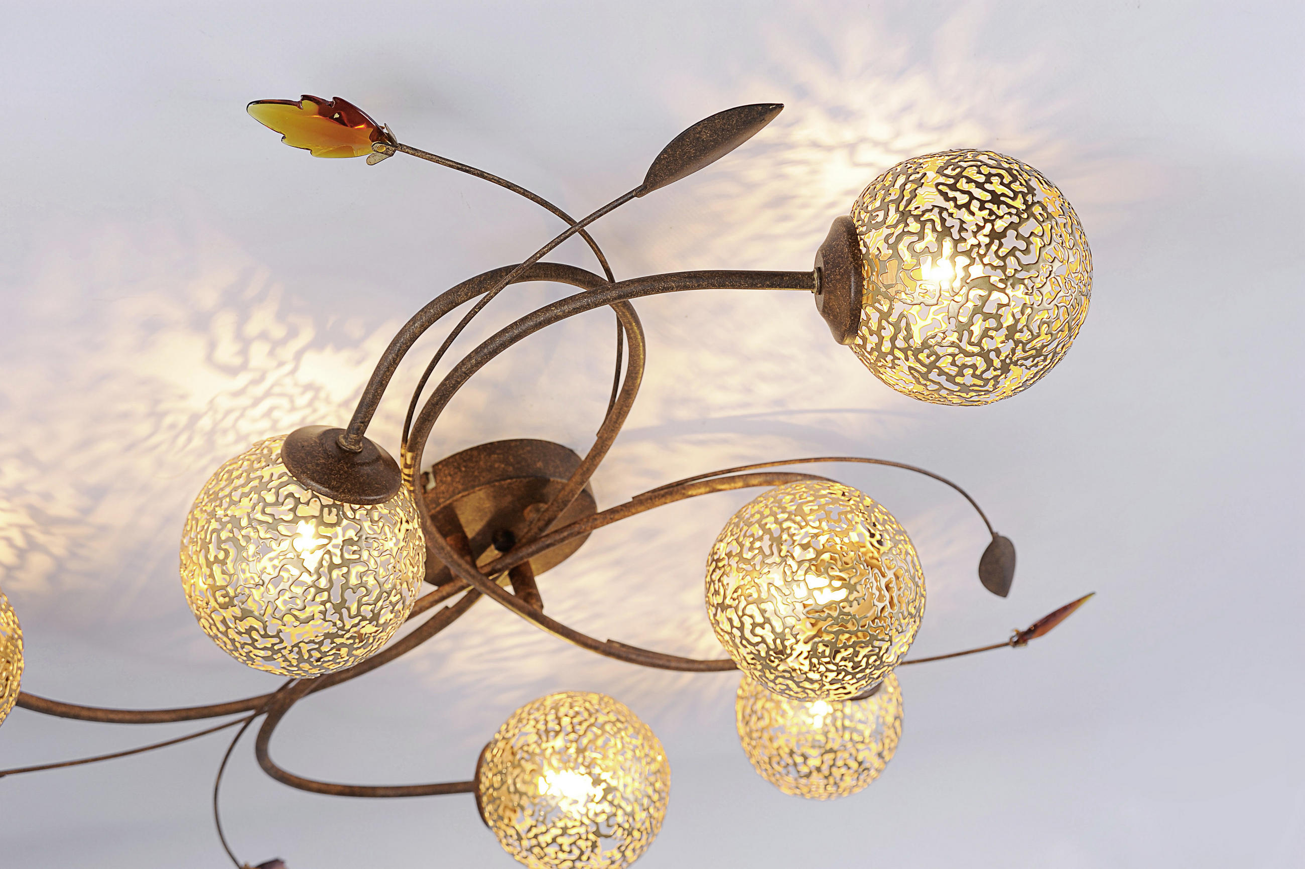 Thumbnail - Paul Neuhaus Deckenleuchte Greta, Rost, Metall, Kugel,Kugel, 65x18x65 cm, Lampen & Leuchten, Innenbeleuchtung, Leuchten ...