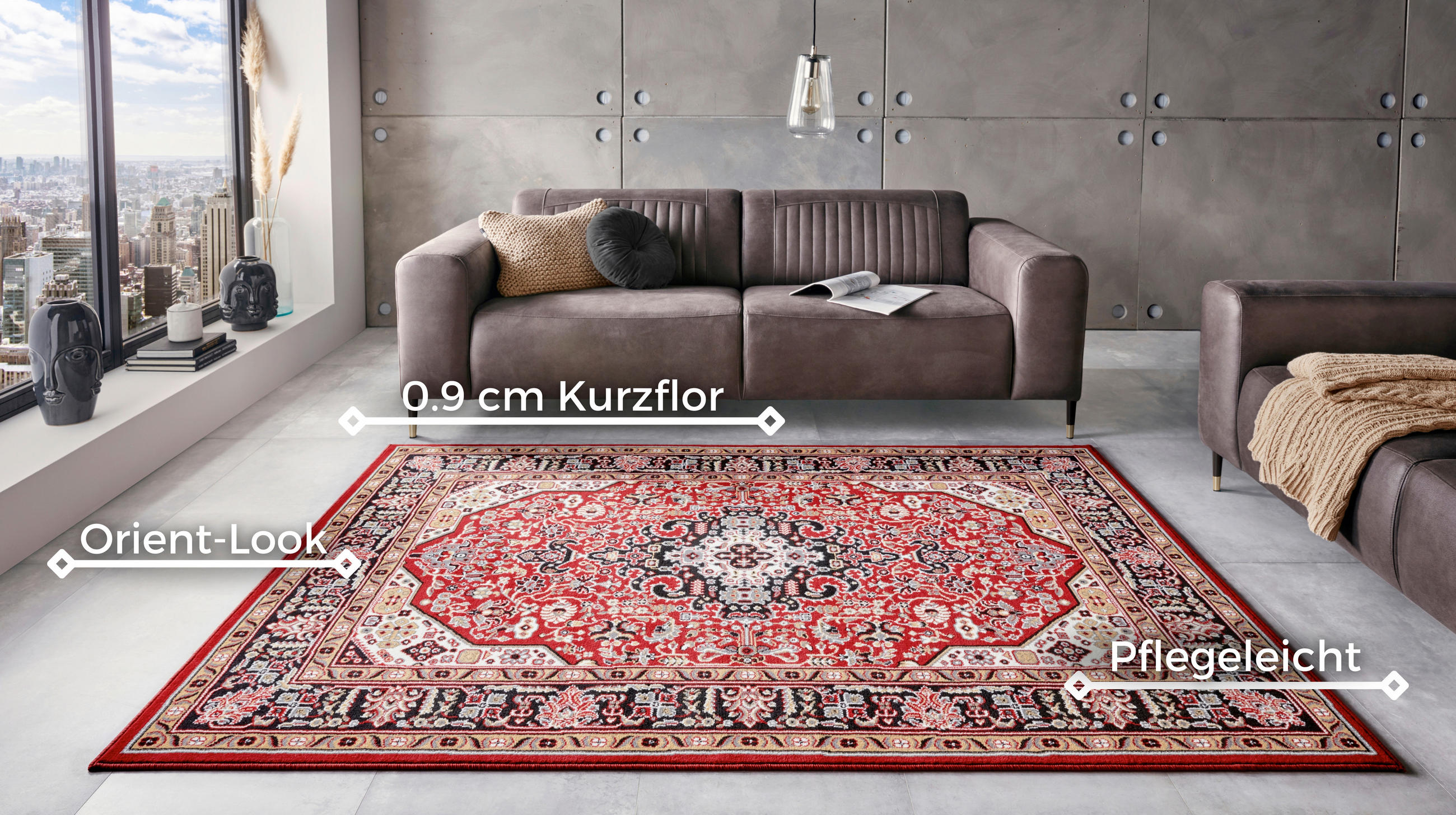 VINTAGE-TEPPICH 160/230 cm Mirkan Rot, Multicolor  - Rot/Multicolor, Basics, Kunststoff/Textil (160/230cm) - Hanse Home