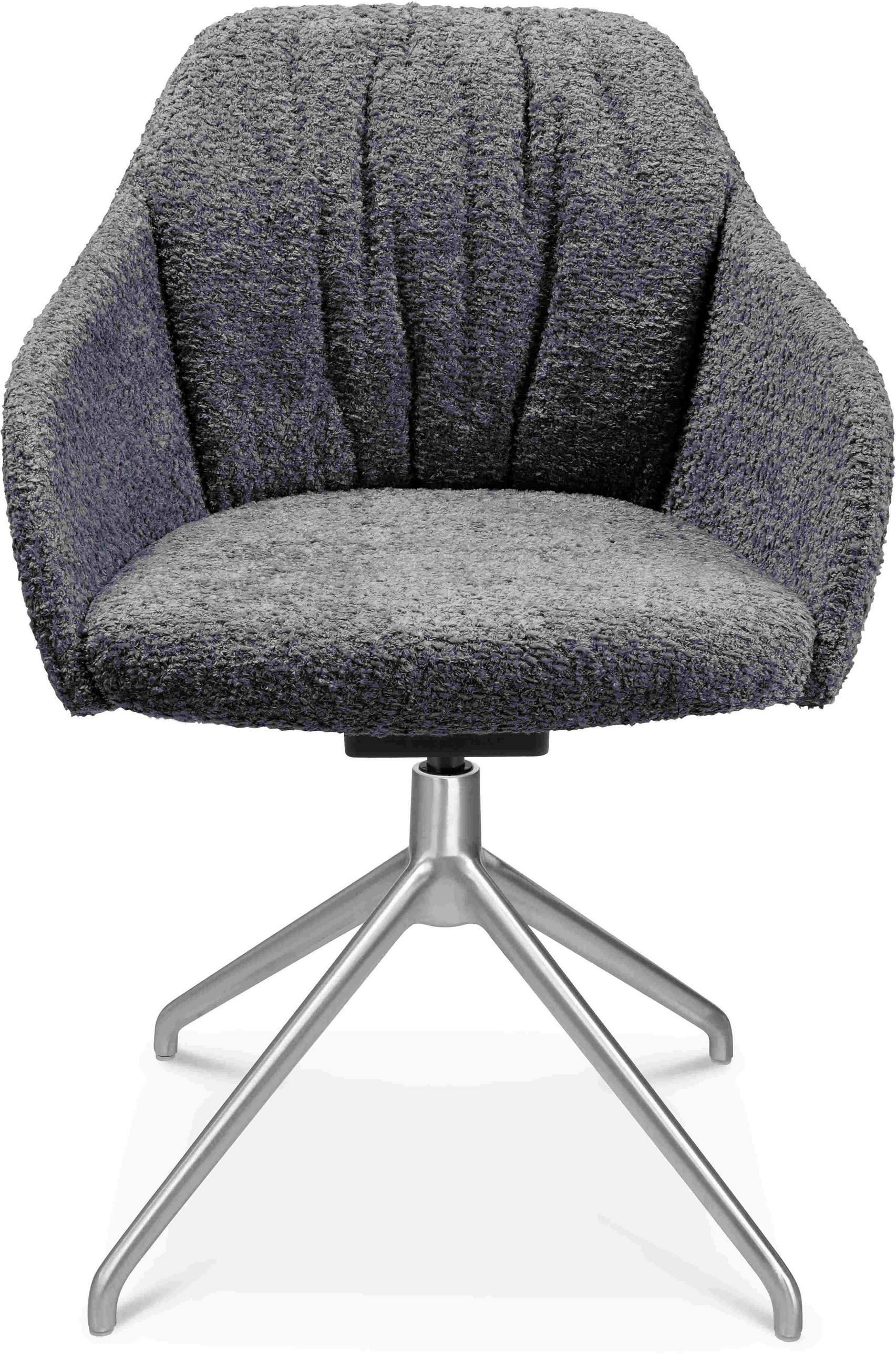 ARMLEHNSTUHL in Aluminium Bouclé - Dunkelgrau/Alufarben, Design, Textil/Metall (58/81,5-84,5/60cm) - Johann Jakob