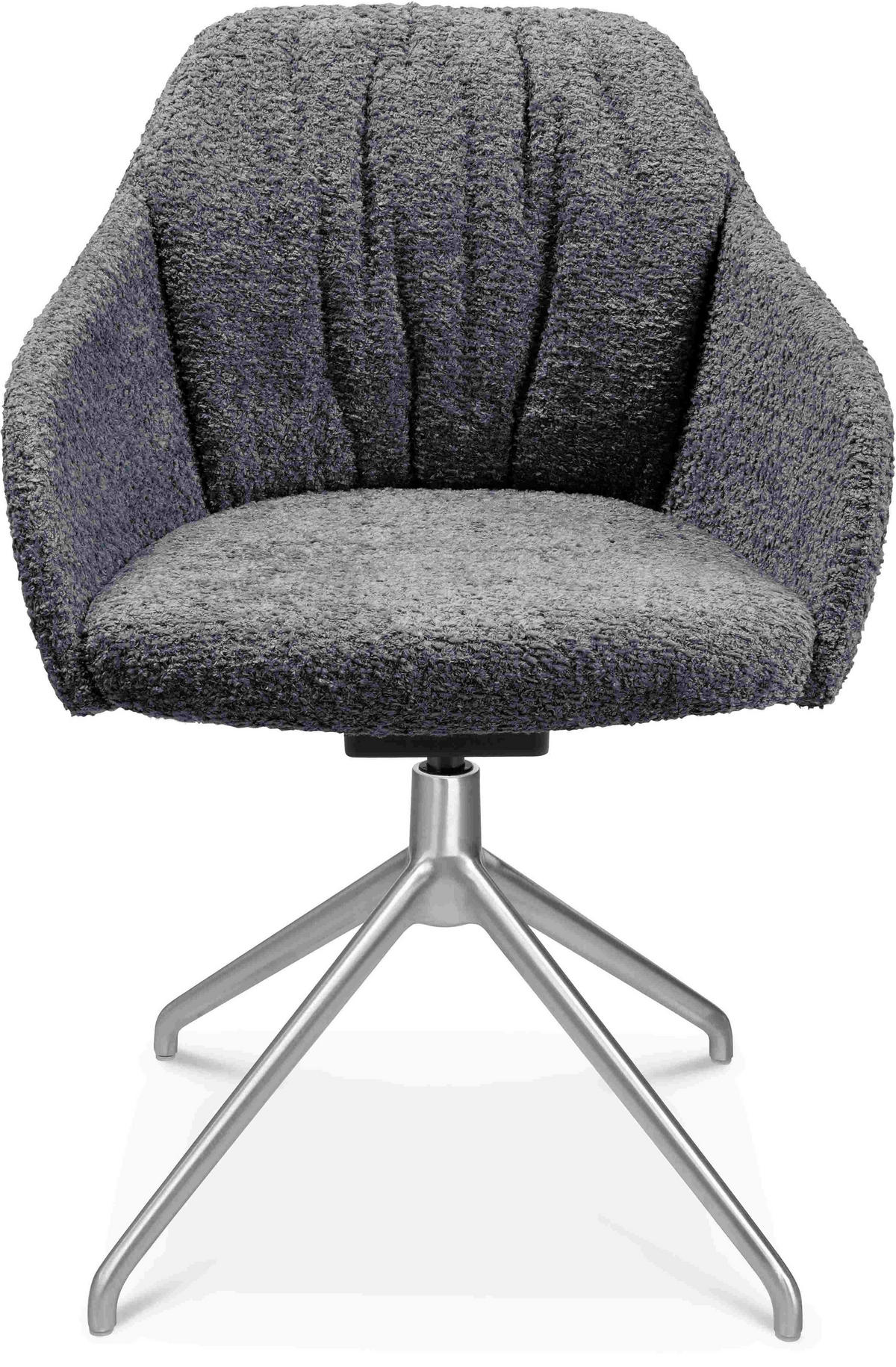 ARMLEHNSTUHL  in Aluminium Bouclé  - Dunkelgrau/Alufarben, Design, Textil/Metall (58/81,5-84,5/60cm) - Johann Jakob