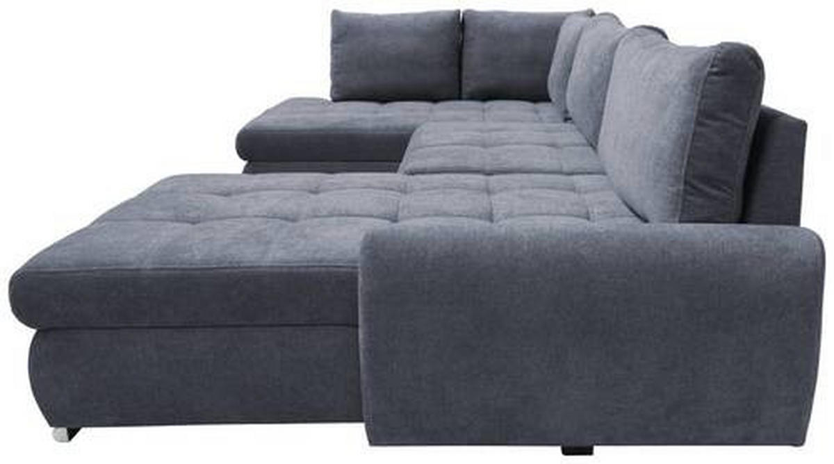 ECKSOFA in Velours Grau  - Chromfarben/Grau, Design, Kunststoff/Textil (173/322/174cm) - Livetastic