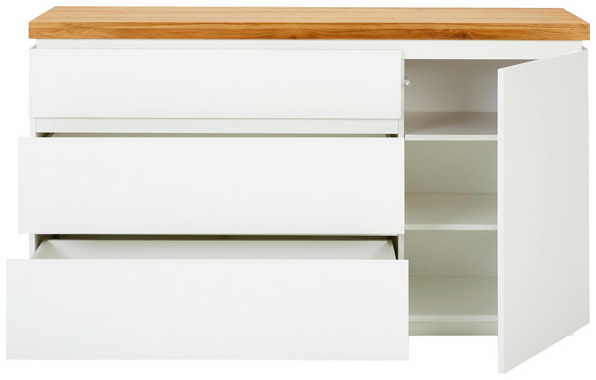 SIDEBOARD 145/82/42 cm  in Weiss, Eichefarben  - Weiss/Eichefarben, Konventionell, Holz/Holzwerkstoff (145/82/42cm) - Novel