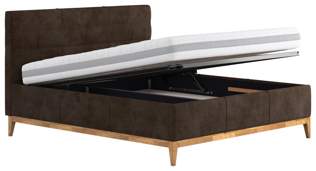 POLSTERBETT 160/200 cm  in Braun  - Weiss/Eichefarben, Modern, Holz/Holzwerkstoff (160/200cm) - MID.YOU