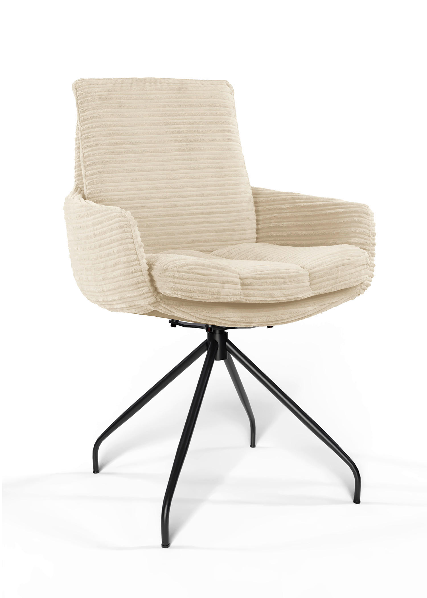ARMLEHNSTUHL  Beinauswahl, Sitzfläche 360° drehbar, Stoff-/Lederauswahl gerippt  Beige  - Beige/Schwarz, Design, Textil/Metall (60/91/62cm) - Valdera