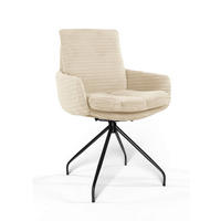 ARMLEHNSTUHL  Beinauswahl, Sitzfläche 360° drehbar, Stoff-/Lederauswahl gerippt  Beige  - Beige/Schwarz, Design, Textil/Metall (60/91/62cm) - Valdera