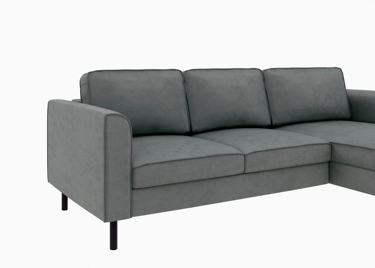 ECKSCHLAFSOFA  mit Bettkasten erhältlich, Sitzqualitäten, Schlafen auf Sitzhöhe, Bettfunktion erhältlich, Rücken echt, Armteil links, Armteil rechts Struktur Anthrazit  - Anthrazit/Schwarz, MODERN, Textil/Metall (232/161cm) - Trendmanufaktur